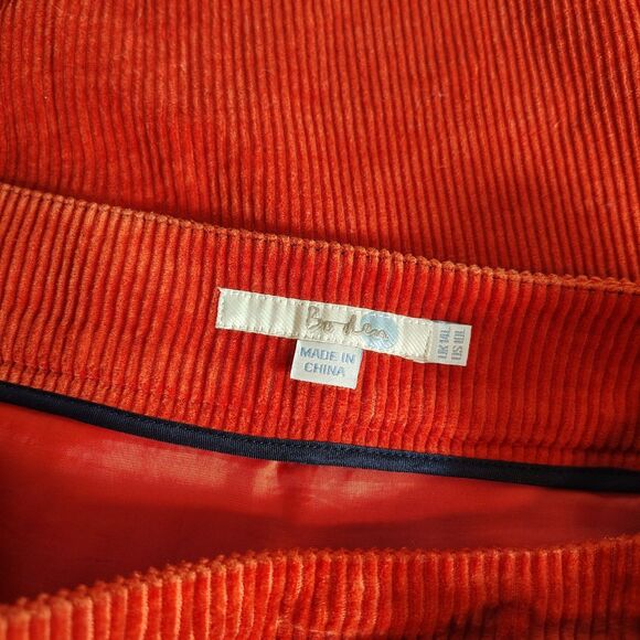 Boden Womens Skirt 14L Orange Faux Wrap Corduroy Lined Buckle Academia Career - Picture 5 of 9